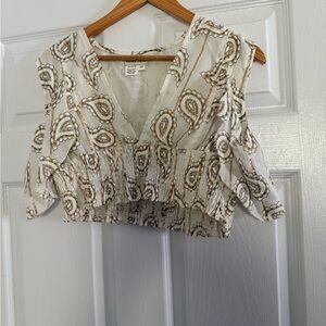 Ashley Taylor Cream and Brown Paisley Blouse with matching pants